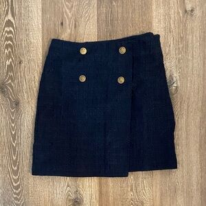 LOFT Black and Gold Asymmetrical Pencil Mini Skirt